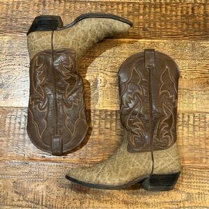Nocona Leather Cowboy Boots in Brown and Tan